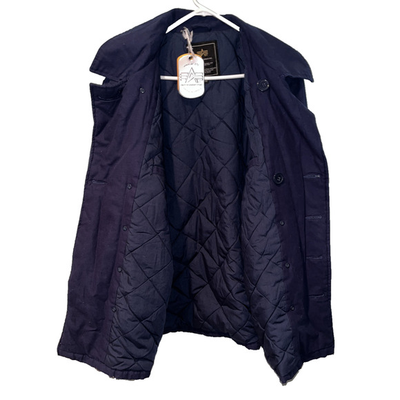Alpha Industries Double Breasted Navy Blue Easton Pea Coat Size XL NWT RARE - Picture 6 of 13